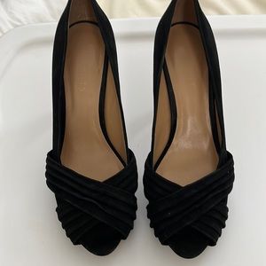 Talbots black suede peep toe pumps buy this pair get the black /white pair free